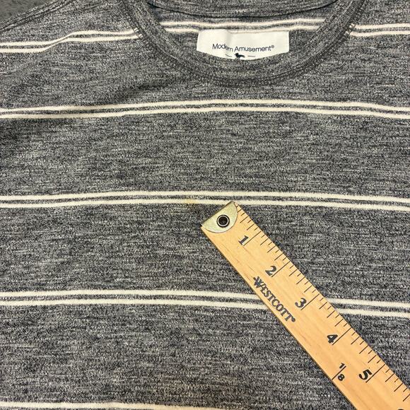 Modern Amusement Gray White Striped Long Sleeve T-Shirt Casual Top Men’s Size M - Picture 8 of 10